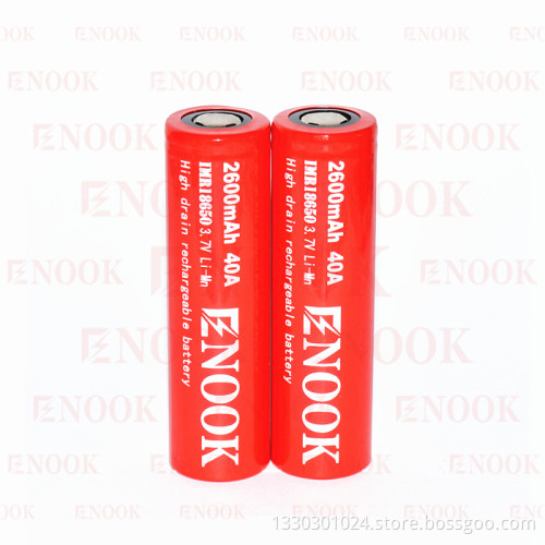 enook 18650 2600mAh 40amp rechargeable battery enook 18650 battery 18650 3.7V battery for electronic cigarette